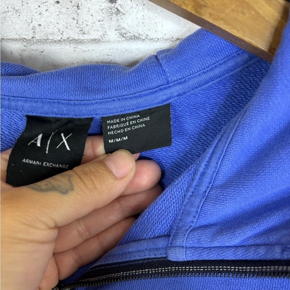 Armani Exchange Ombré Blue Zip Up Hoodie - Picture 4 of 6